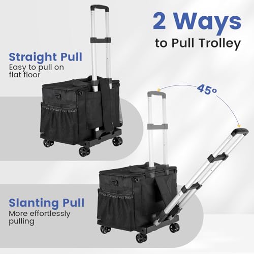 Housolution Extra Large Rolling Cleaning Caddy Bag with Wheels, Black - color: Black, size: Large