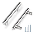 Probrico 5 Pack| 3.5 Inch Euro Bar Cabinet Pull Polished Chrome Modern Cabinet Hardware, T Bar Kitchen Cabinet Handles Dresser Pulls, 3-1/2" Hole Centers - color: Polished Chrome, size: hole center 3-1/2"