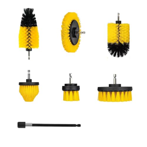 7-Piece Scrubber Brush Kit with Extension Rod, Nylon Bristle for Drill
