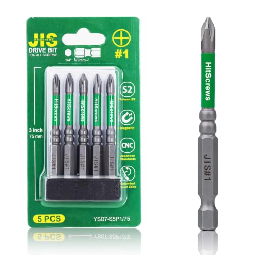 JIS Screwdriver #1 Magnetic Anti-Slip Impact Driver Bits 3 inch - 5 PCS - size: JIS #1-3"