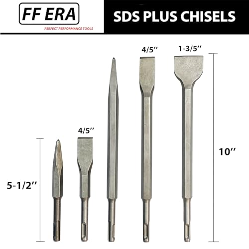 17 Pcs SDS Plus Rotary Hammer Drill Bits and Chisels Set, Carbide-Tipped Masonry Drill Bits and Chisels for Concrete, Stone, Brick, with Storage Case - size: 12pcs Bits + 5pcs Chisels