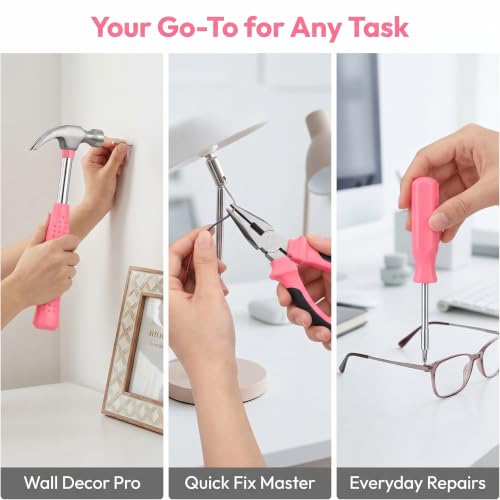 24Pcs Pink Women Portable Hand Tool Kit for Home DIY Repair