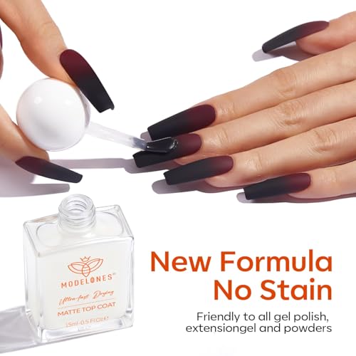 modelones Matte Top Coat Nail Polish, 15 ml Clear Quick-Dry Top Coat - color: A1-Matte Clear