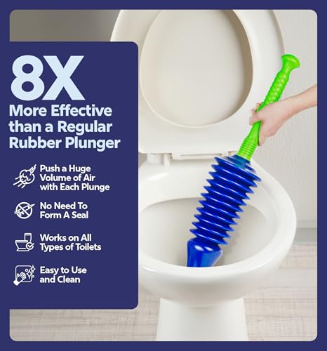 Luigi's Toilet Plunger - Unclogger Plungers for Bathroom - Heavy Duty Clog Remover with Effective Unblocker Bellows Design - Remover Tool to Unblock Toilet Blockage - Blue - size: Blue Toilet Plunger