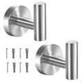 Vuzvuv Silver Brushed Nickel Stainless Steel Towel Hooks (2-Pack) | SUS304, Waterproof, Heavy Duty, Coat Robe Holder, Hooks for Bathroom Kitchen Hotel - color: Silver Wall Mounted
