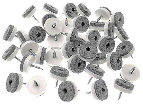 ALIMITOPIA 40pcs Screw-on Furniture Felt Pad Chair Glide Slider Hardwood Floor Protector for Wooden Leg Feet of Chair Table Furniture(Φ28mm or 1.1";White) - size: 28mm(White)
