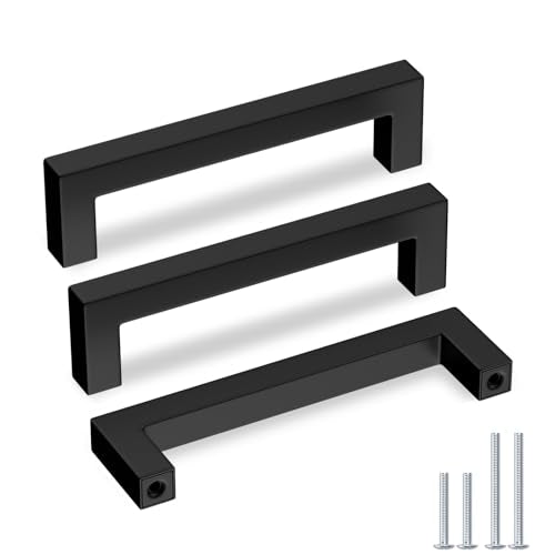 Goldenwarm 30 Pack 5“ Black Kitchen Cabinet Handles Drawer Pulls - size: 5in Hole Centers