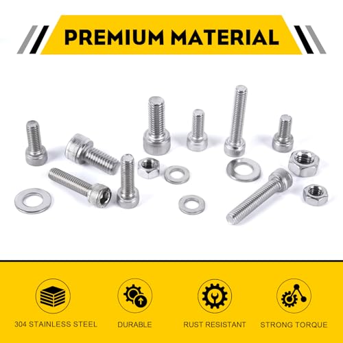 321PCS M6 M8 Socket Head Screws Kit, GTERNITY M6-1.0 M8-1.25 Assorted Machine Screws Nuts Washers 304 Stainless Steel 18-8 Metric Internal Hex Screws Bolts Nuts Washers Set - size: M6 m8 321 S