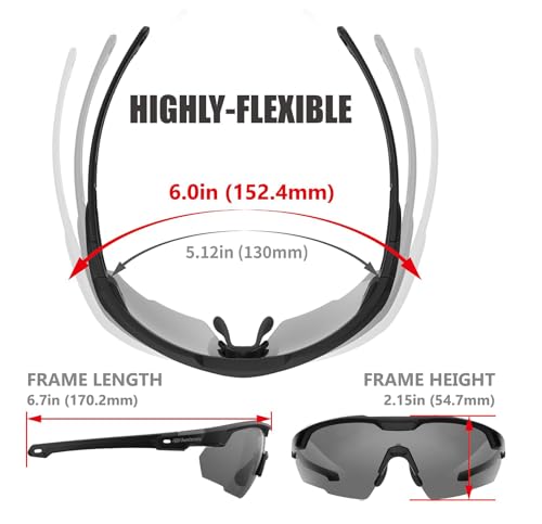 HTS HUNTERSKY Ballistic Tactical Shooting Glasses ANSI Z87+ UV400 Protective Eyewear - color: Black Gray Pl