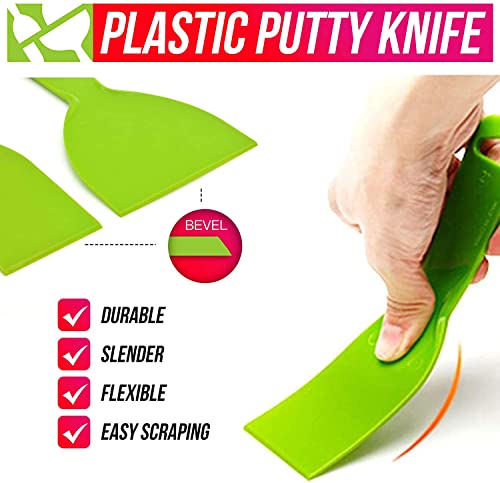 10Pcs Putty Scraper 4" Plastic Flexible Putty Knives,Large Size Pack,Disposable Spreader Flexible Plastic Paint Scraper Tool for Spackling, Taping Drywall Wall Painting (4" - 10Pack)