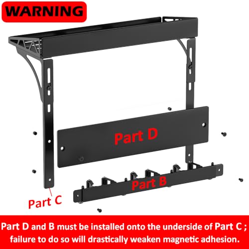 MUTUACTOR Heavy Duty Magnetic Broom Holder,Anti-slip Magnetic Tool Rack with Top Utility Shelf, Easy Assembly Broom Mop Organizer for Refrigerator Metal Cabinet Laundry Room Kitchen,3-Clamps 4-Hooks - style: Heavy Duty Broom Holder with Shelf,1PCS