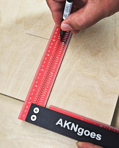 Precision Woodworking Square Ruler for Measuring and Marking, Square Ruler with Support Lip, Self Standing for Quick Measurement, Framing Tool for Professional Carpentry Use - 12 Inch