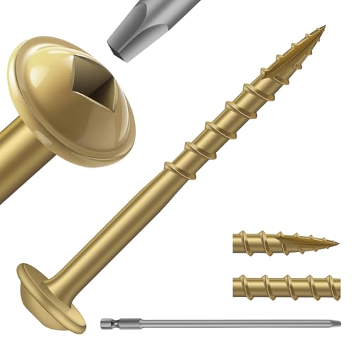 Pocket Hole Screws #8 x 1-1/2" (316Pcs) 2lb. Carbon Steel, Tan, Washer Head, Coarse Thread, Square Drive,150MM Drive Bit Included - color: Tan, size: #8 x 1-1/2"