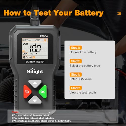 Nilight Car Battery Tester 6V/12V/24V Accurate Digital Auto Analyzer - color: 6-24v Battery Tester