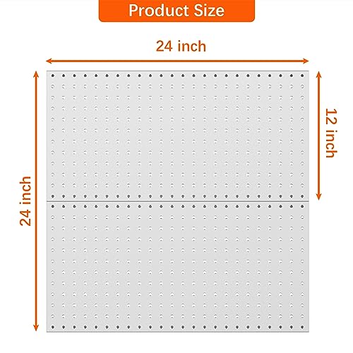 WALMANN 2 PCS 12x24 in Pegboard Panels, 24x24 in Tools Pegboards, Grey - color: Grey 12"*24", size: 24"*24"