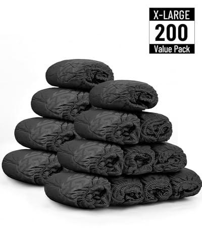 Buself X-Large 200 Count Shoe Covers Disposable Non-Slip, Premium Cloth Boot Covers, Slip-resistant, Durable, Breathable, Non-toxic, Recyclable, Stretchable Fits Up to Size 13 US Men - Black - size: 200ct Up to Men13 & Women All