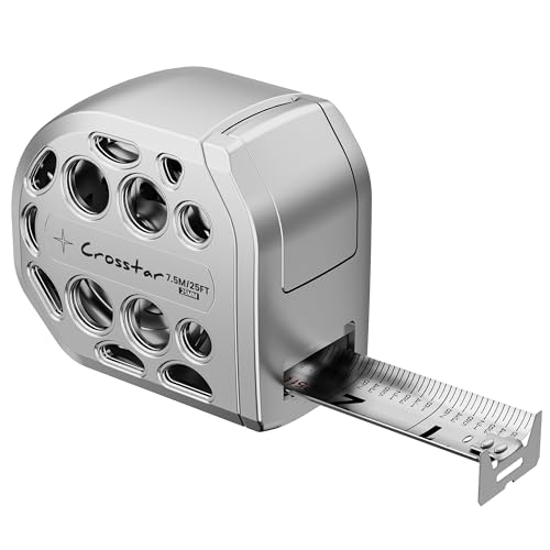 Crosstar 25FT Magnetic Self-Locking Stainless Steel Tape Measure - size: 7.6 m