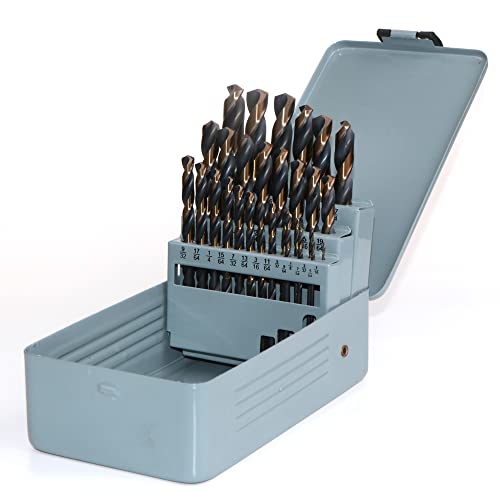 29pcs HSS Black and Gold Finish, High Speed Steel Twist Drill Bits, 1/16" - 1/2" in Metal Case