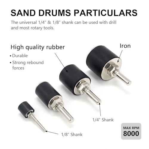 1”Long Sanding Drums and Sleeves Set with 1/4”Shank for Drill, for Sanding Smoothing Shaping Polishing Groove Fiberglass Wood,80 and 120 Grit-20pack - size: Length: 1''(sanding drums & sleeves)