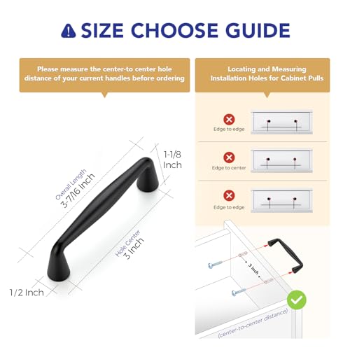 Ravinte Matte Black Cabinet Handles Solid Handles,3 Inch,5 Pack - color: Matte Black, size: 3 Inches Hole Center