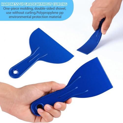 Plastic Putty Knife Set - 3Pcs Blue Plastic Scraper Tool, 1.5"/3"/6" Sizes Spackle Knife for Spackling, Painting, Drywall, Arts and Crafts, Tile Jobs, Tamale Making - color: Blue