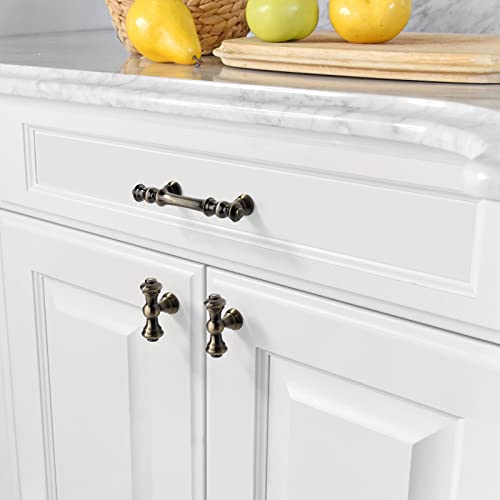 Asidrama 10 Pack 3 Inch(76mm) Brushed Antique Brass Kitchen Cabinet Handles, Cabinet Pulls Kitchen Cabinet Hardware for Cupboard Drawer Pulls - color: Brushed Antique Brass, size: 3" Hole Center, style: 10 Pack