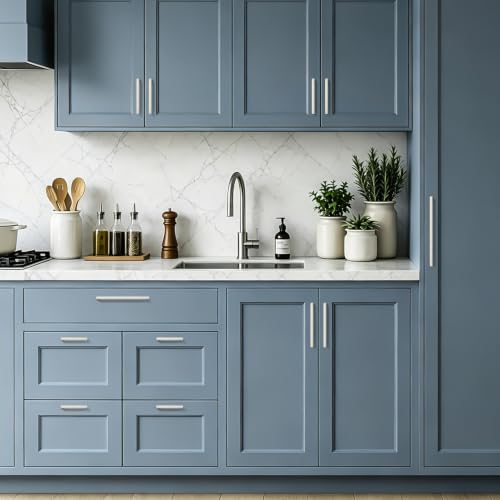 Ravinte Brushed Nickel Kitchen Cabinet Solid Handles,3-3/4 Inch,5 Pack - color: Brushed Nickel, size: 3-3/4 Inches Hole Center