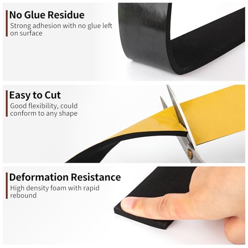 Yotache Neoprene Weather Stripping 2" W X 1/8" T, 16 Ft Length - size: 2"x1/8"x16 FT