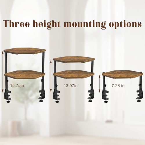 Corner Desk Shelf, Clamp on Desk Shelf Above or Below Desk 16" 2 Tier