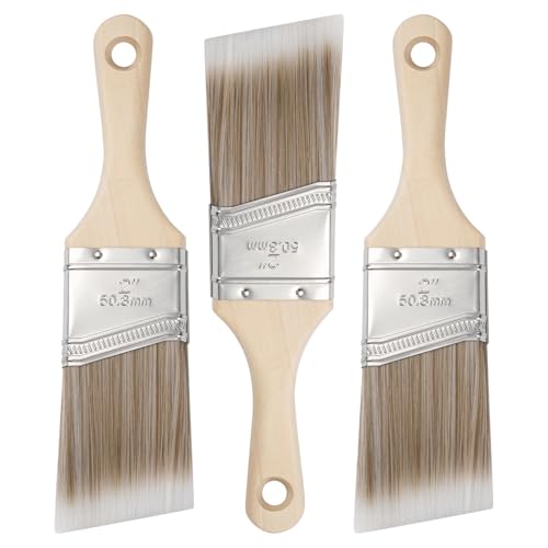 Mister Rui 3-Pack 2 Inch Angled Paint Brushes, Sash Brushes for Trim & Wall - size: 3PCS, 2" Short