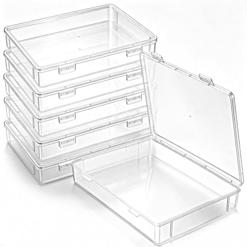 Jetec 6 Pieces Small Clear Plastic Storage Box,13.3 X 9.3 X 2 Inch - size: 13.3 x 9.3 x 2 Inch