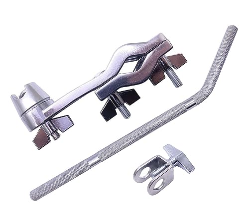 Cowbell Mounting Clamp with 30 Degree Bent Arm Drum Set Clamp Percussion Accessory for Cowbell, Jam Blocks, Tambourine
