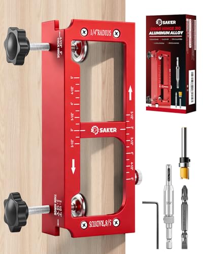 Saker Door Hinge Jig,Adjustable Door Jamb Hinge Jig,Aluminum Alloy Doors Hinges Router Jigs,Fits Door Hinges from 2.5" to 5" Length and Thicknesses,Radius 1/4” or Radius 5/8” - size: Door Hinge Jig