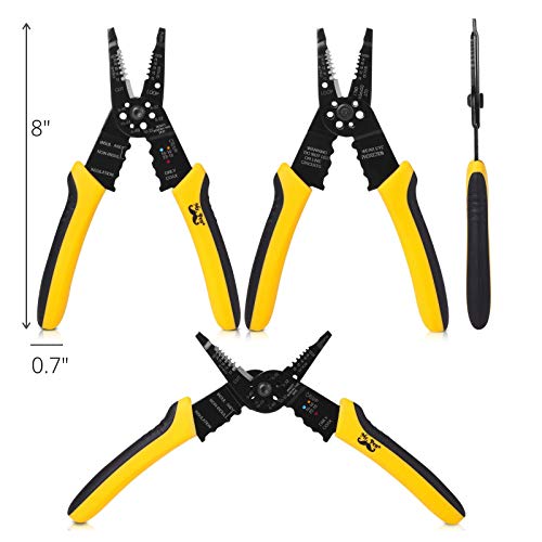 Mr. Pen- Wire Stripper, 8 inch, Wire Cutter, Wire Stripper Crimper - color: Yellow