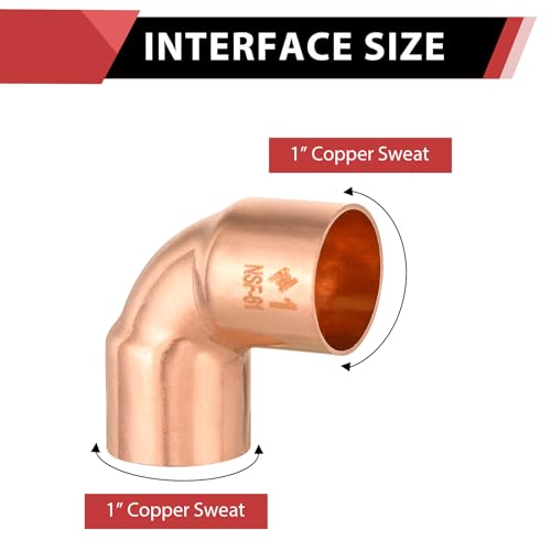 5 Piece EFIELD 1" C X C Short Radius Copper 90 Degree Elbow - size: 1"x1", style: 90 Degree