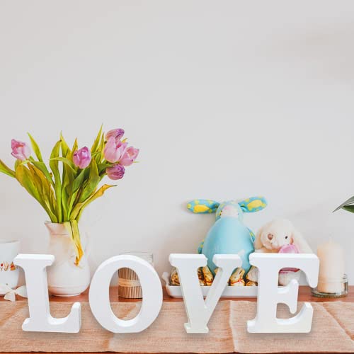 AOCEAN 4 Inch White Wood Letters Unfinished Wood Letter for Wall Decor Decorative Standing Letters Slices Sign Board Decoration for Craft Home Party Projects (M) - style: M
