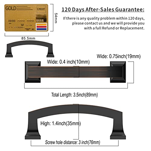 Amerdeco 10 Pack Oil Rubbed Bronze Cabinet Pulls 3" - color: Oil Rubbed Bronze, size: 3" hole center