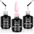 Beetles 3Pcs 15 ml Pink Gel Nail Polish and Gel Top & Base Coat Set - color: C-Pink-3