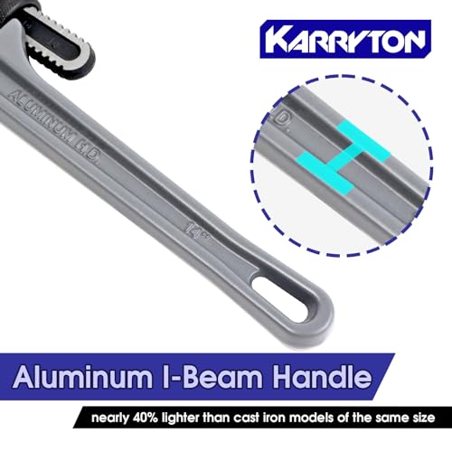 14 Inch Aluminum Pipe Wrench, 2-3/4"/70mm Adjustable Cr-Mo Jaw Opening Heavy Duty Aluminum Straight Handle Plumbing Wrenches, Perfect Plumbers Tool Exceed GGG Standard - size: 14-IN, style: Straight