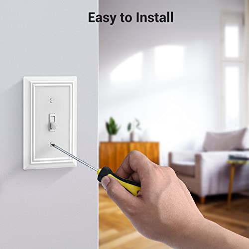 DEWENWILS Toggle Wallplate, Metal Light Switch Covers with White Finish - color: White, size: 1 Toggle 4PK