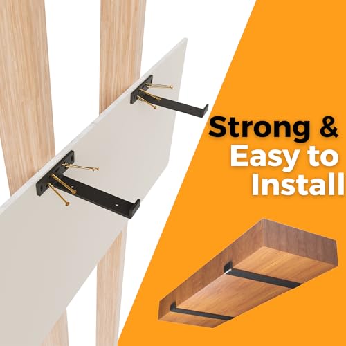 4 x J Shelf Brackets with Lip (7.25"L x 5"W x 1 1/4"H) Heavy Duty Floating Shelves Bracket - High-Quality Floating Shelves Hardware with Robust Shelf Bracket for Secure Wall Mounting-ANTIQUE - color: Antique, size: 7.25 inch - J Shape