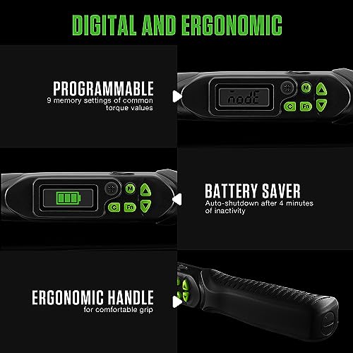 Hilmor 1963826 Digital Adjustable Torque Wrench for Mini-Split, HVAC Tools and Equipment, Digital LCD Screen, Light and Sound Indicators