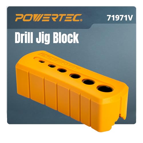 POWERTEC Drill Guide - Multi-Functional Drill Jig Block w/ 6 Common Drill Bit Sizes - for Straight Drilling Holes, Woodworking Tool, 1 PK (71971V) - style: Multi-Functional Drill Guide Jig Block (6 Sizes)