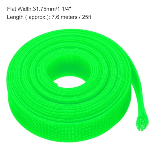 uxcell Expandable Sleeving, 1 1/4-inch 25ft Cable Sleeve, Green - color: Green, size: 1 1/4-inch x 25ft