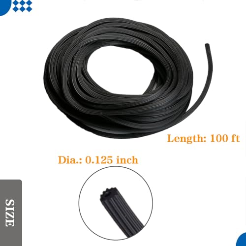 Window Screen Spline, 0.125" x 100' Window Screen Retainer Spline, Black, Tooltriz
