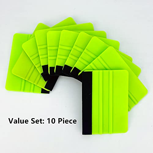 CCyanzi 4inch Vinyl Squeegee Tool Window Film Squeegee Decal Scraper Sign-Making Graphic Wallpaper Application, Felt Edge Protection Prevents Scratches - 10Piece Green - color: Green
