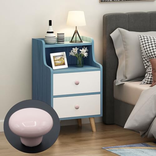 10-Pack Ceramic Cabinet Knobs Pink 32mm Round Drawer Pull - color: Pink