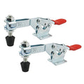 2Pack Toggle Clamp, 500 lbs Holding Capacity, 225D Quick Release Horizontal Clamps w/Antislip Rubber Pressure Tip for Woodworking Jigs and Fixtures, Welding, Drill Press, Crosscut Sled - style: 225D, 2PK