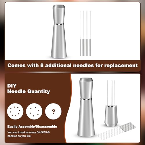 Jeymei WDT Espresso Distribution Tool, Silver Espresso Whisk with 8 Needles - color: Silver-A