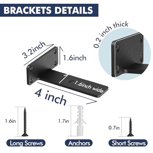 Starunder 8 Inch Floating Shelf Brackets,4 Pack L‑Shape Shelf Supports - size: 4 Inch